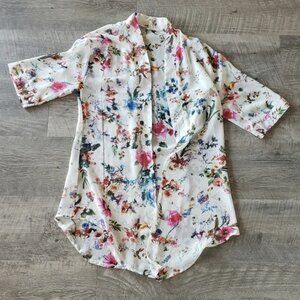 Cream Sheer Floral Kimono.